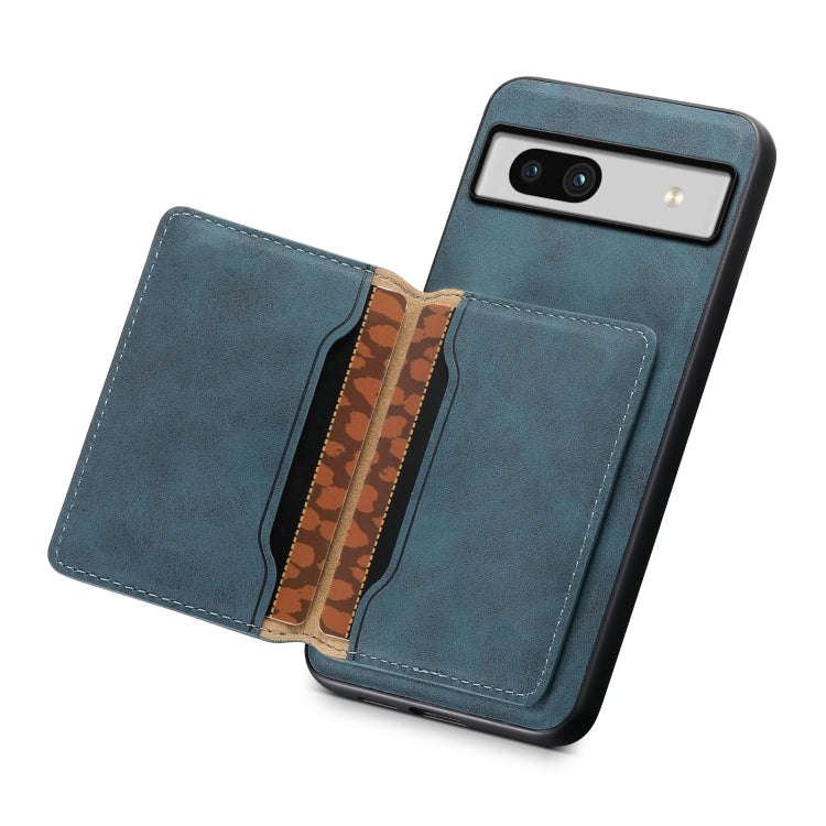 For Google Pixel 7a Denior D13 Retro Texture Leather MagSafe Card Bag Phone Case(Blue)