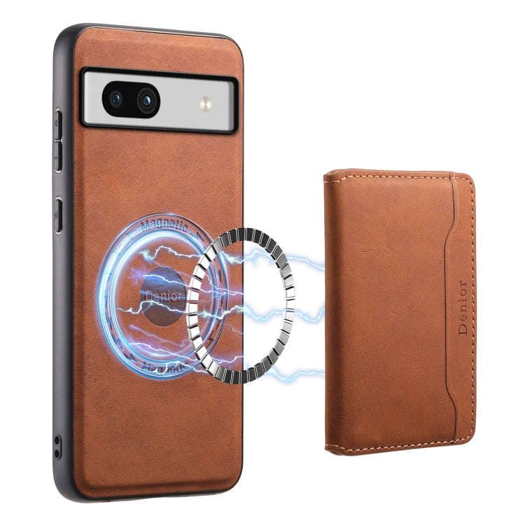 For Google Pixel 7a Denior D13 Retro Texture Leather MagSafe Card Bag Phone Case(Brown)