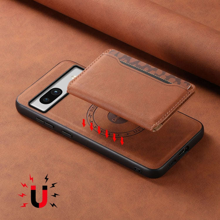 For Google Pixel 7a Denior D13 Retro Texture Leather MagSafe Card Bag Phone Case(Brown)