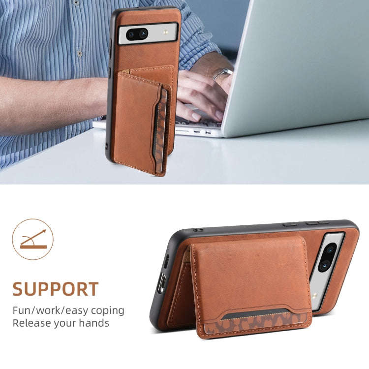 For Google Pixel 7a Denior D13 Retro Texture Leather MagSafe Card Bag Phone Case(Brown)