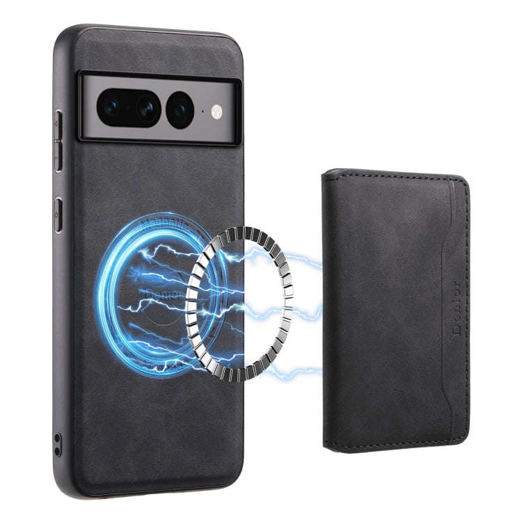 For Google Pixel 7 Pro 5G Denior D13 Retro Texture Leather MagSafe Card Bag Phone Case(Black)