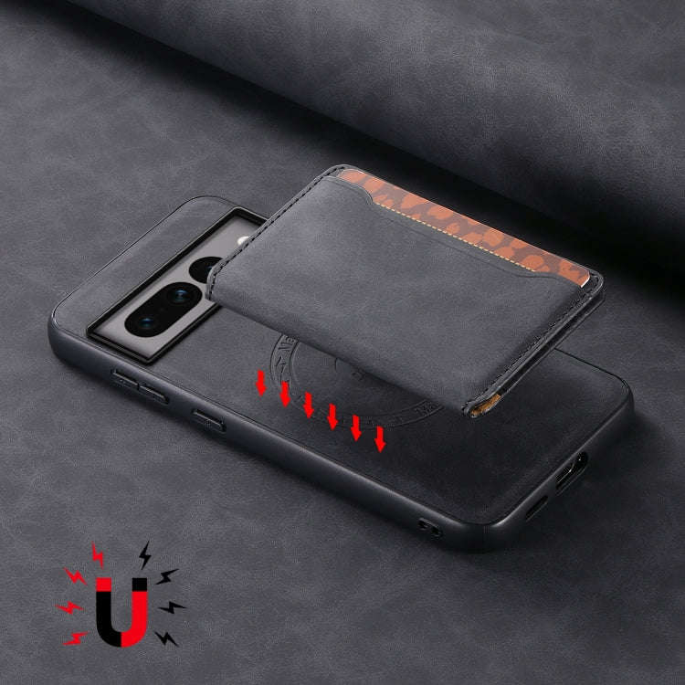 For Google Pixel 7 Pro 5G Denior D13 Retro Texture Leather MagSafe Card Bag Phone Case(Black)