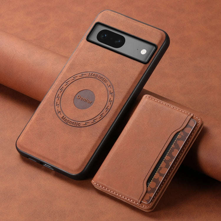 For Google Pixel 7 5G Denior D13 Retro Texture Leather MagSafe Card Bag Phone Case(Brown)