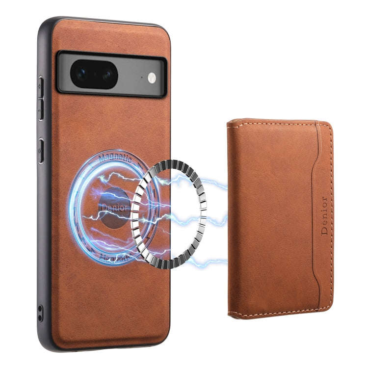 For Google Pixel 7 5G Denior D13 Retro Texture Leather MagSafe Card Bag Phone Case(Brown)