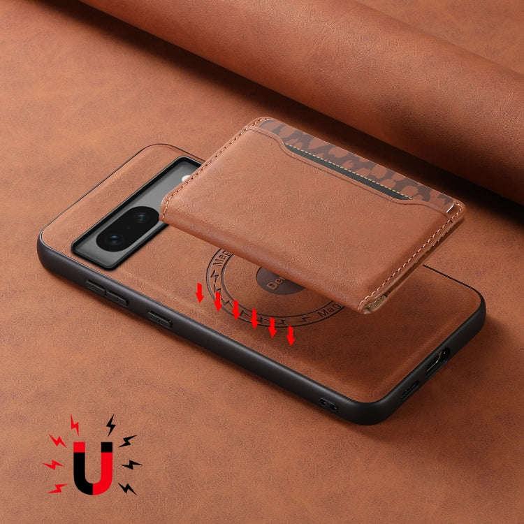 For Google Pixel 7 5G Denior D13 Retro Texture Leather MagSafe Card Bag Phone Case(Brown)