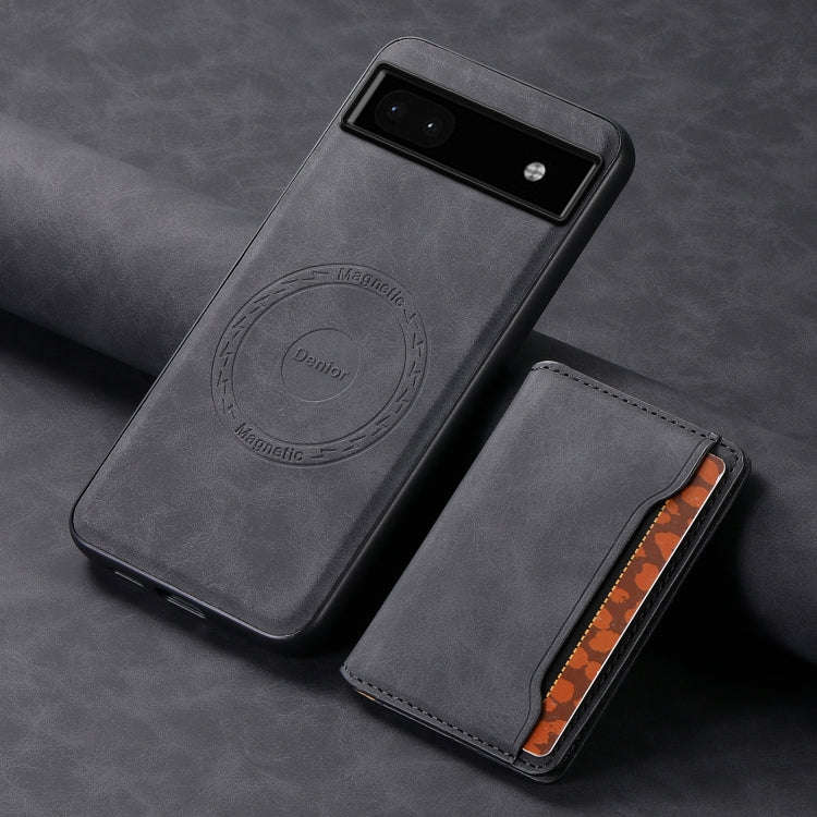 For Google Pixel 6a Denior D13 Retro Texture Leather MagSafe Card Bag Phone Case(Black)