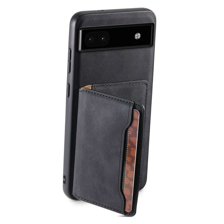 For Google Pixel 6a Denior D13 Retro Texture Leather MagSafe Card Bag Phone Case(Black)
