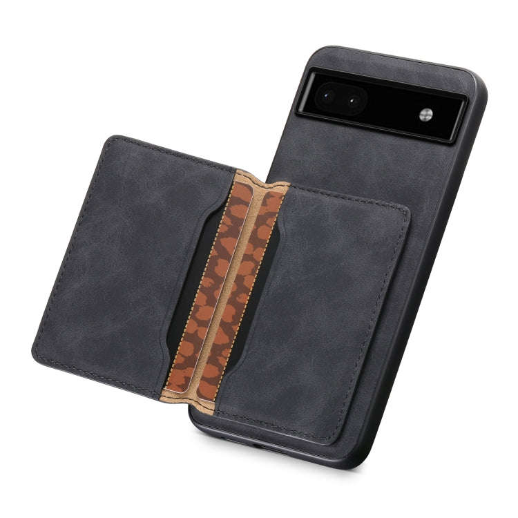For Google Pixel 6a Denior D13 Retro Texture Leather MagSafe Card Bag Phone Case(Black)