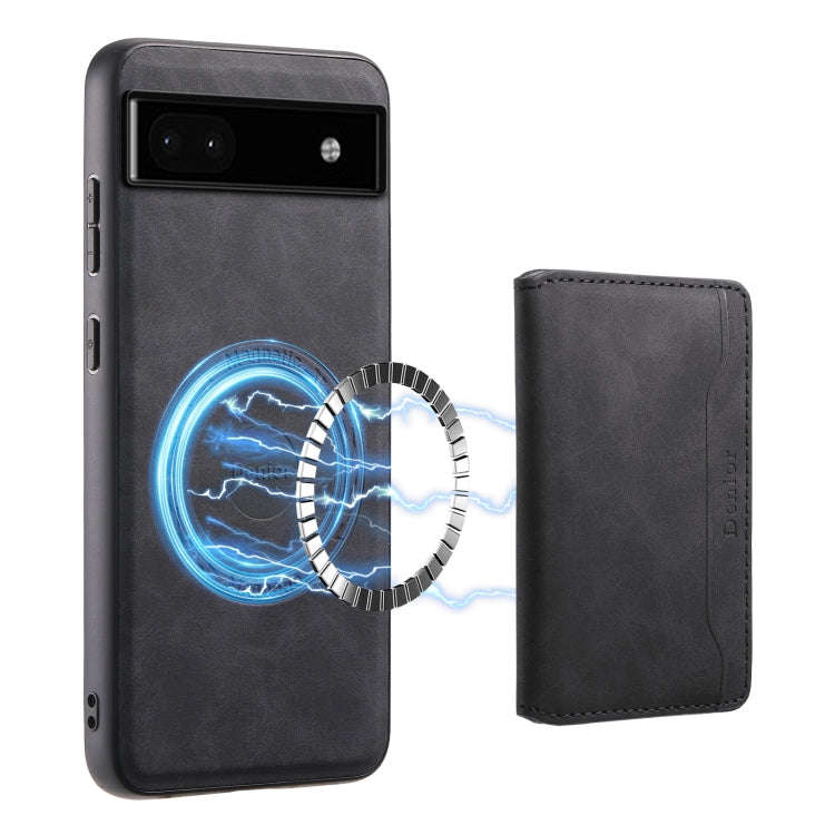 For Google Pixel 6a Denior D13 Retro Texture Leather MagSafe Card Bag Phone Case(Black)