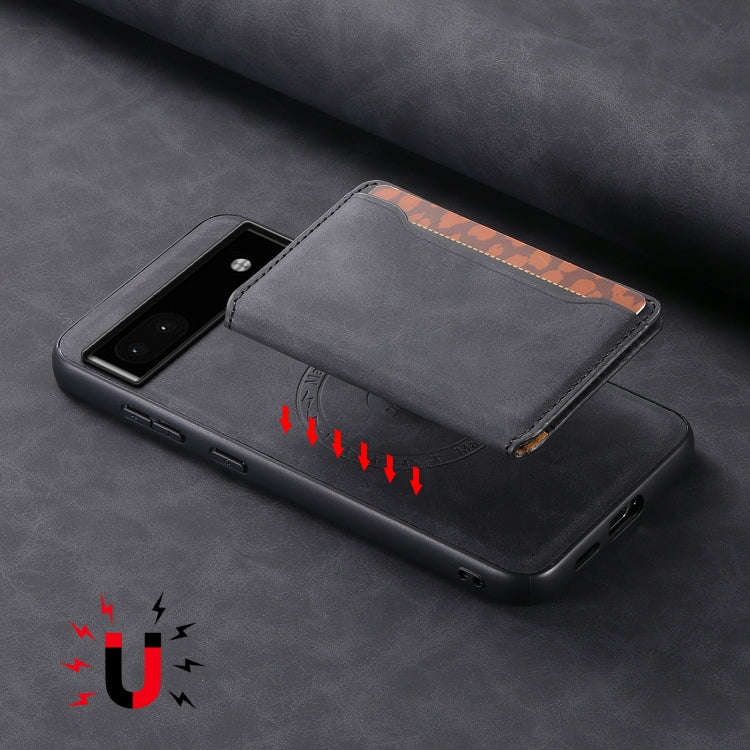 For Google Pixel 6a Denior D13 Retro Texture Leather MagSafe Card Bag Phone Case(Black)