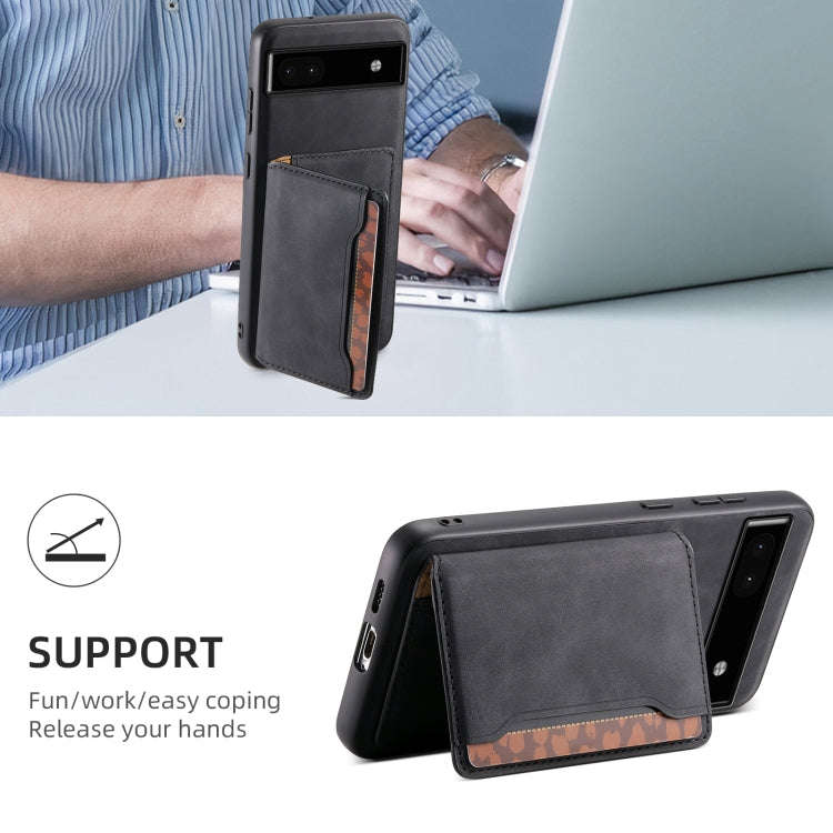 For Google Pixel 6a Denior D13 Retro Texture Leather MagSafe Card Bag Phone Case(Black)