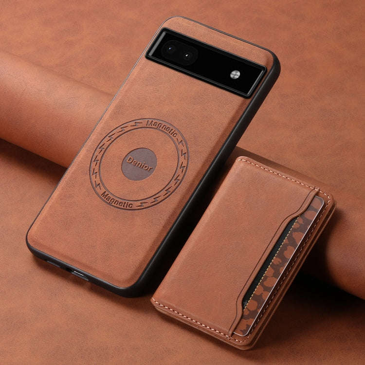 For Google Pixel 6a Denior D13 Retro Texture Leather MagSafe Card Bag Phone Case(Brown)