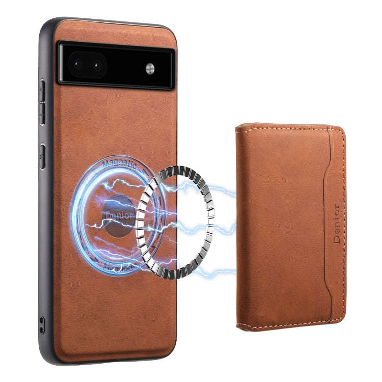 For Google Pixel 6a Denior D13 Retro Texture Leather MagSafe Card Bag Phone Case(Brown)