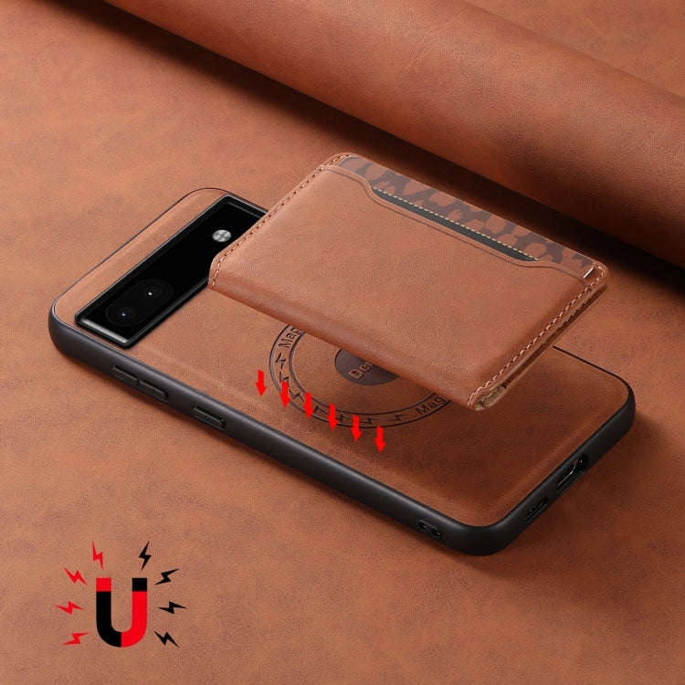For Google Pixel 6a Denior D13 Retro Texture Leather MagSafe Card Bag Phone Case(Brown)