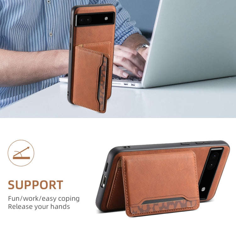 For Google Pixel 6a Denior D13 Retro Texture Leather MagSafe Card Bag Phone Case(Brown)