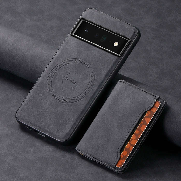 For Google Pixel 6 Pro Denior D13 Retro Texture Leather MagSafe Card Bag Phone Case(Black)