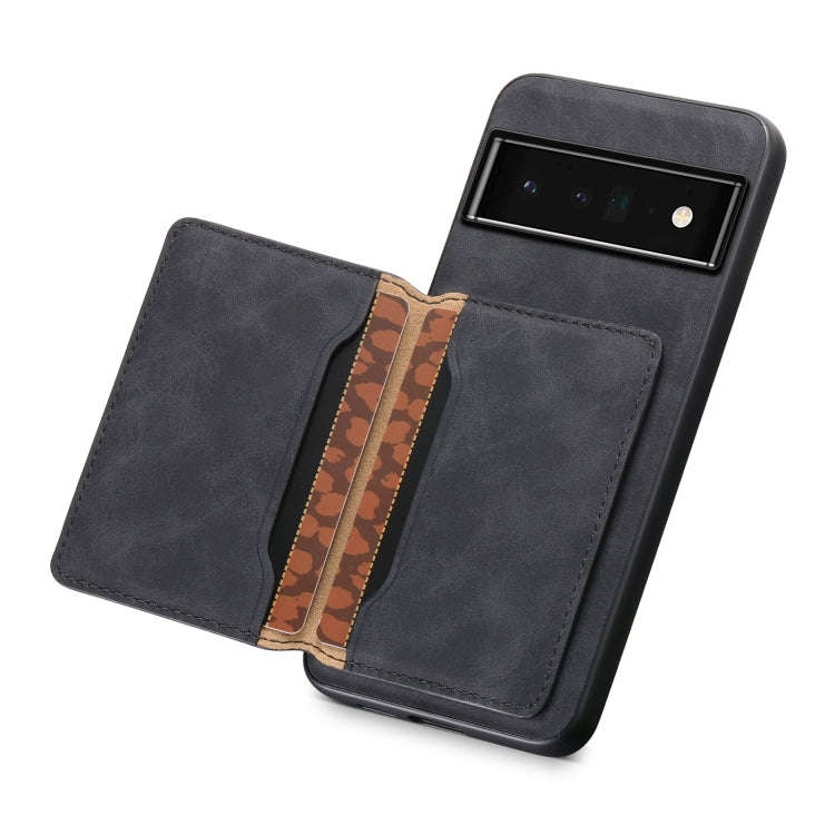 For Google Pixel 6 Pro Denior D13 Retro Texture Leather MagSafe Card Bag Phone Case(Black)