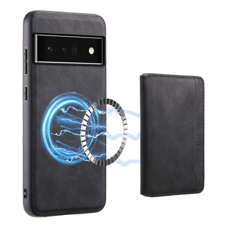 For Google Pixel 6 Pro Denior D13 Retro Texture Leather MagSafe Card Bag Phone Case(Black)