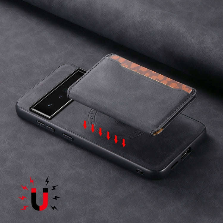 For Google Pixel 6 Pro Denior D13 Retro Texture Leather MagSafe Card Bag Phone Case(Black)
