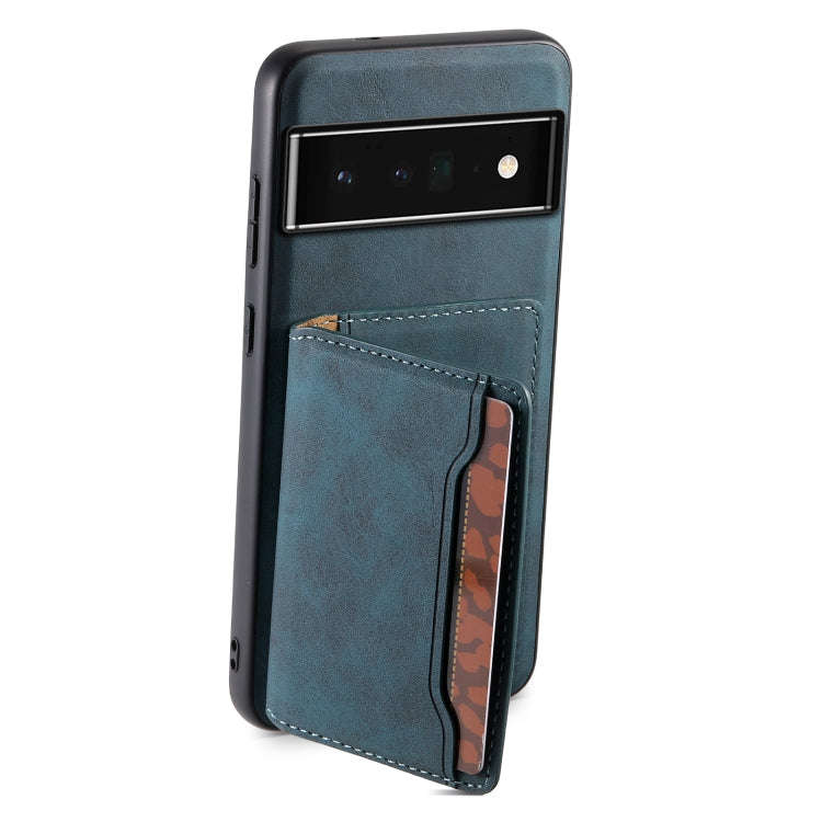 For Google Pixel 6 Pro Denior D13 Retro Texture Leather MagSafe Card Bag Phone Case(Blue)