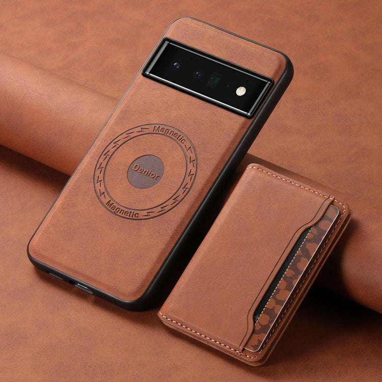 For Google Pixel 6 Pro Denior D13 Retro Texture Leather MagSafe Card Bag Phone Case(Brown)