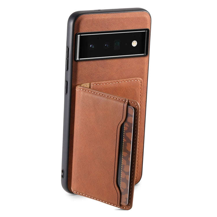 For Google Pixel 6 Pro Denior D13 Retro Texture Leather MagSafe Card Bag Phone Case(Brown)