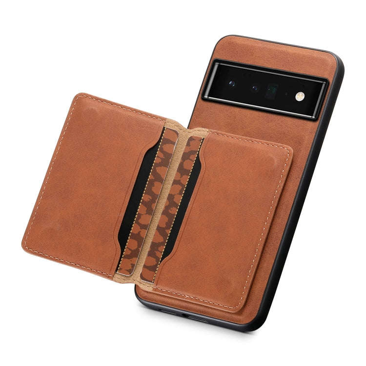 For Google Pixel 6 Pro Denior D13 Retro Texture Leather MagSafe Card Bag Phone Case(Brown)