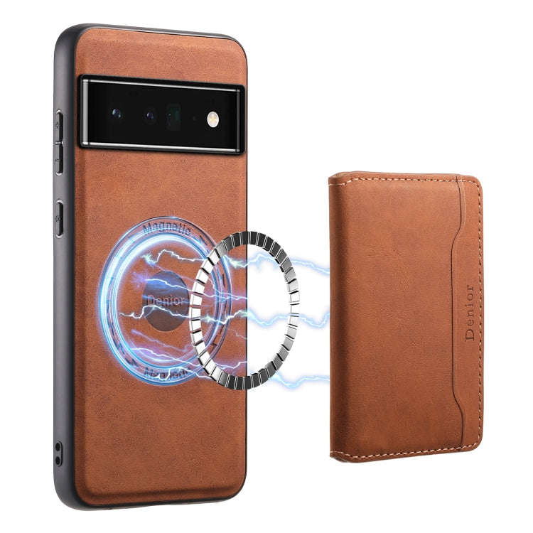 For Google Pixel 6 Pro Denior D13 Retro Texture Leather MagSafe Card Bag Phone Case(Brown)