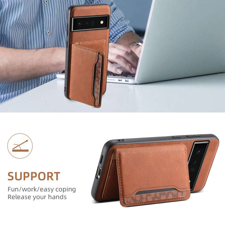 For Google Pixel 6 Pro Denior D13 Retro Texture Leather MagSafe Card Bag Phone Case(Brown)