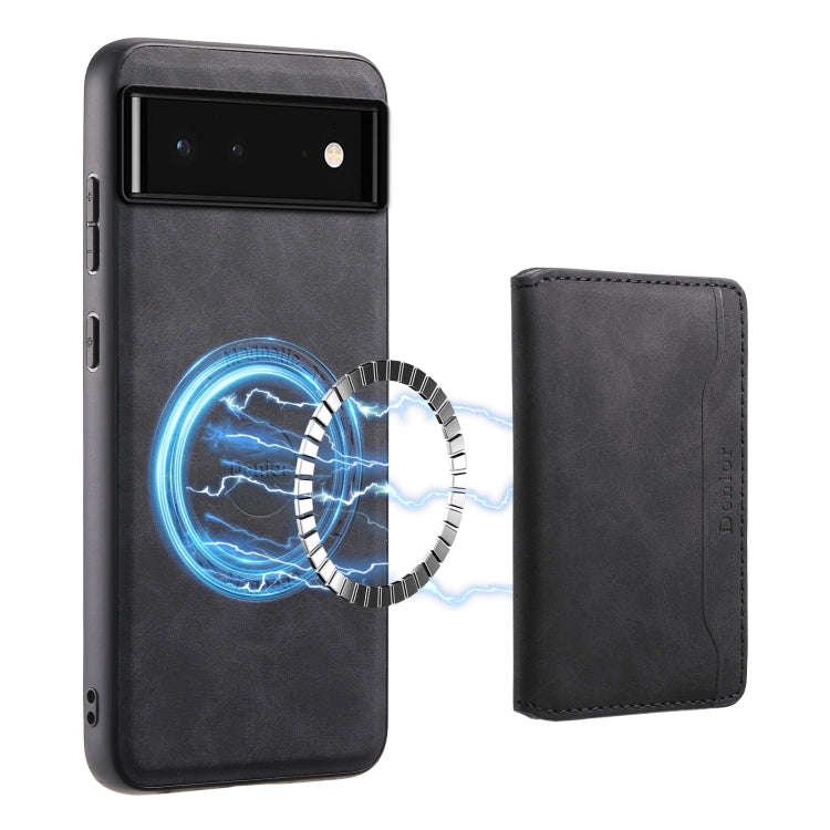 For Google Pixel 6 Denior D13 Retro Texture Leather MagSafe Card Bag Phone Case(Black)