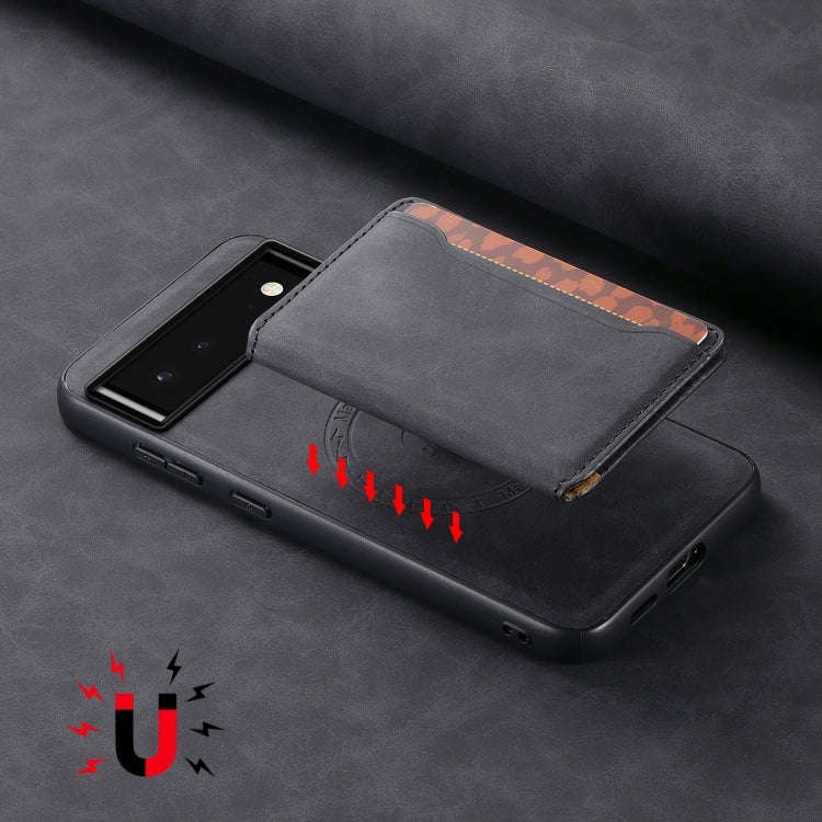 For Google Pixel 6 Denior D13 Retro Texture Leather MagSafe Card Bag Phone Case(Black)