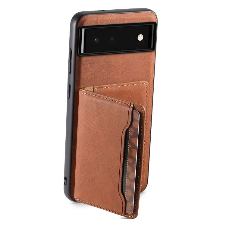For Google Pixel 6 Denior D13 Retro Texture Leather MagSafe Card Bag Phone Case(Brown)