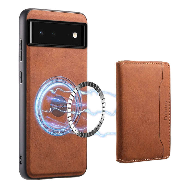 For Google Pixel 6 Denior D13 Retro Texture Leather MagSafe Card Bag Phone Case(Brown)