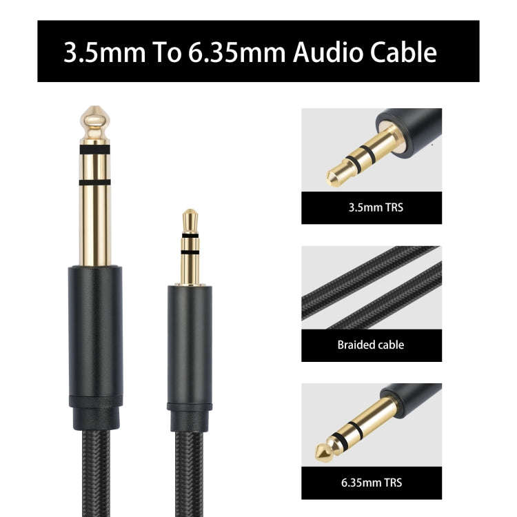 3662-3662BK 3.5mm Male to 6.35mm Male Stereo Amplifier Audio Cable, Length:1m(Black)