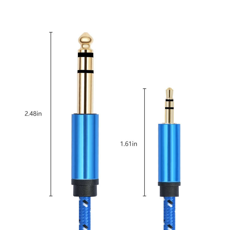 3662-3662BK 3.5mm Male to 6.35mm Male Stereo Amplifier Audio Cable, Length:2m(Blue)