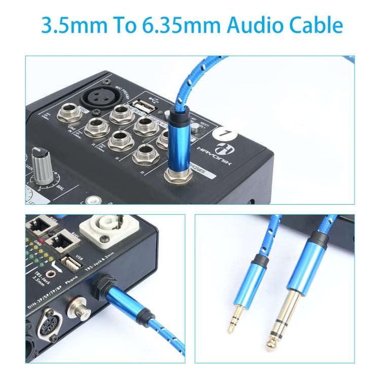 3662-3662BK 3.5mm Male to 6.35mm Male Stereo Amplifier Audio Cable, Length:2m(Blue)