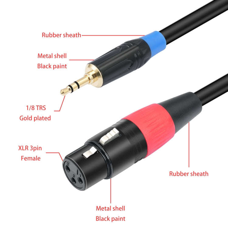 TC195BUXK107RE 3.5mm Male to Dual XLR 3pin Female Audio Cable, Length:2m(Black)