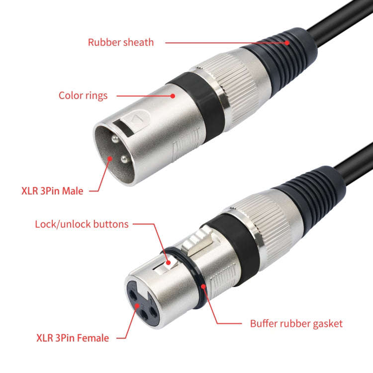 2055YMFF-05 XLR 3pin Male to Dual Female Audio Cable, Length: 50cm(Black+Red)