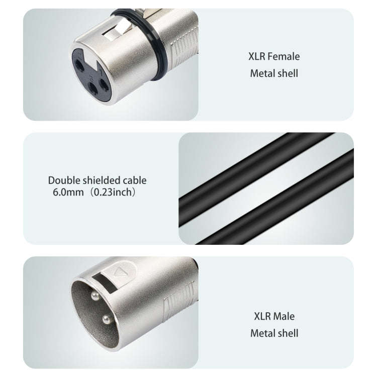 2055YMFF-05 XLR 3pin Male to Dual Female Audio Cable, Length: 50cm(Black+Black)