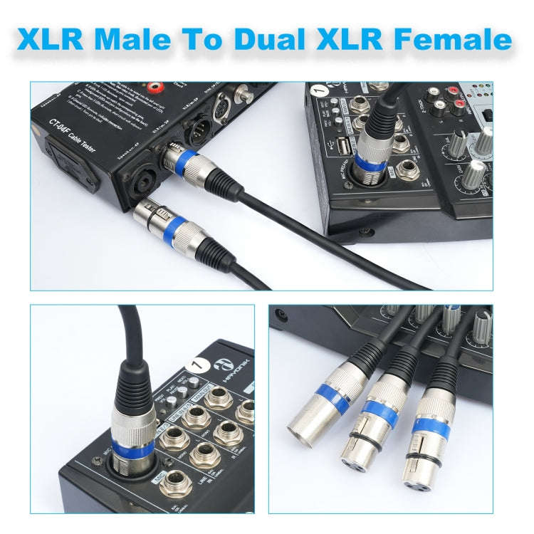 2055YMFF-05 XLR 3pin Male to Dual Female Audio Cable, Length: 50cm(Black+Red)