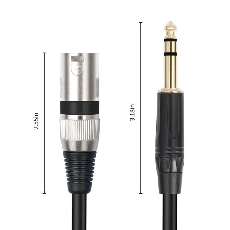 TC145BK55 6.35mm 1/4 TRS Male to XLR 3pin Male Microphone Cable, Length:10m(Black)