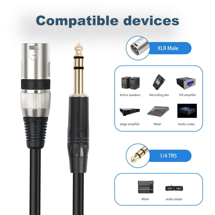 TC145BK55 6.35mm 1/4 TRS Male to XLR 3pin Male Microphone Cable, Length:10m(Black)