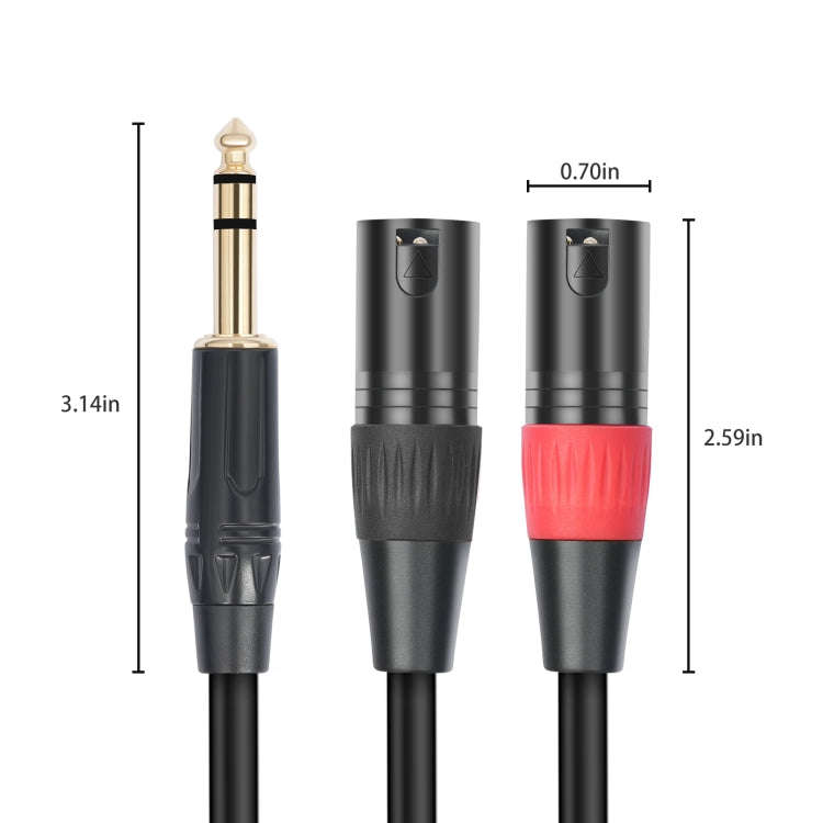 TC145YXK108RE-10 6.35mm 1/4 TRS Male to Dual XLR Male Audio Cable, Length:1m(Black)