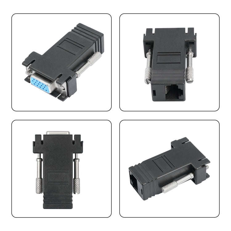 DB15 VGA Female to RJ45 8P Female Adapter(Black)