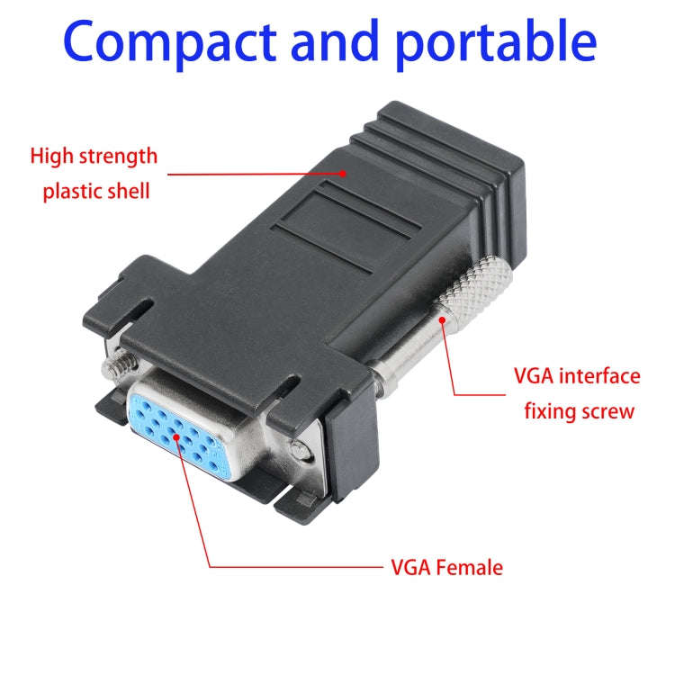 DB15 VGA Female to RJ45 8P Female Adapter(Black)
