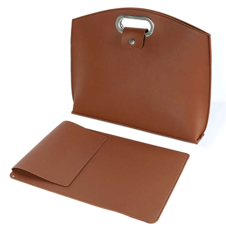 Waterproof PU Laptop Handbag Inner Bag for 12-14 inch Laptop(Brown)