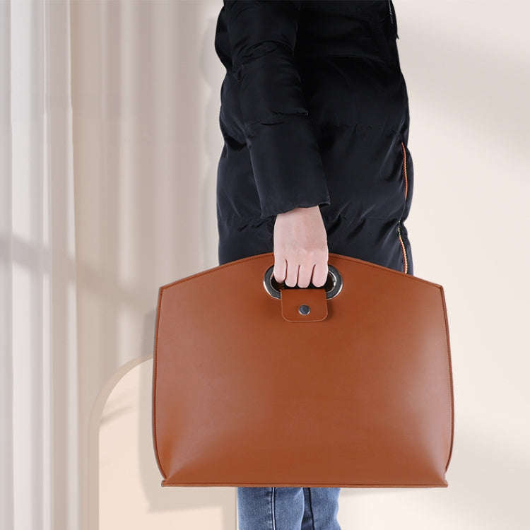 Waterproof PU Laptop Handbag Inner Bag for 12-14 inch Laptop(Brown)