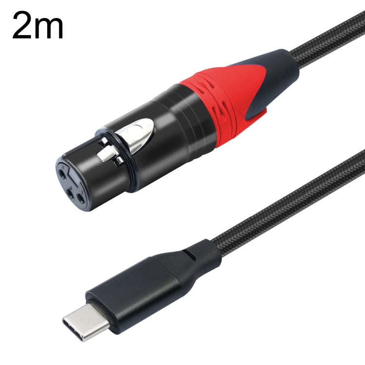 TY03RE Type-C Male to XLR Female Audio Cable for Dynamic Microphone, Length:2m(Black)