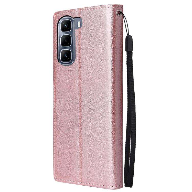 For Infinix Hot 50 5G Multifunctional Horizontal Flip Leather Phone Case with Three Card Slot(Ros...