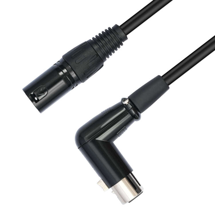 XK041L XLR 3pin Straight Male to Elbow Female Audio Cable, Length:0.3m(Black)